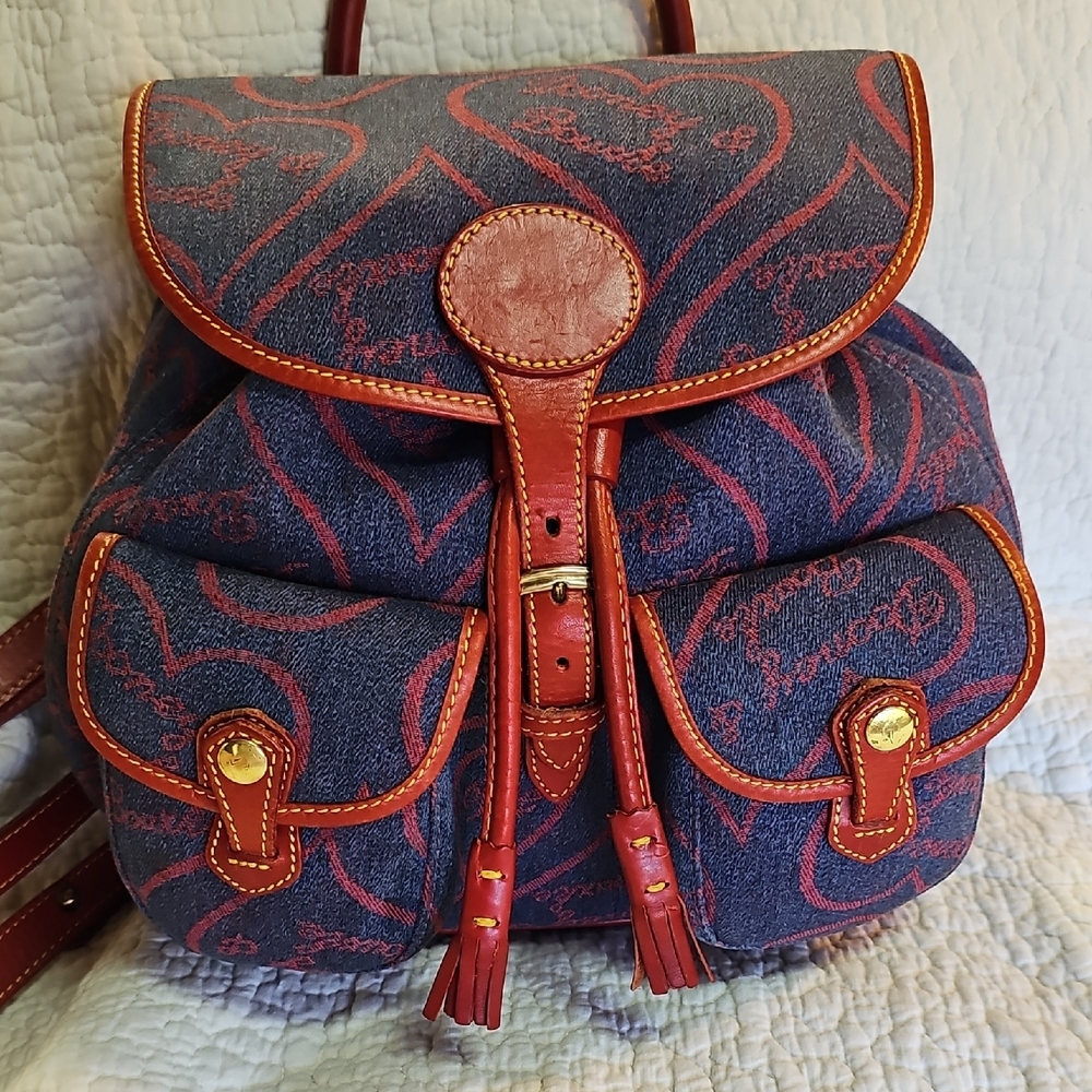 Dooney & Bourke Red and Blue HEART Backpack